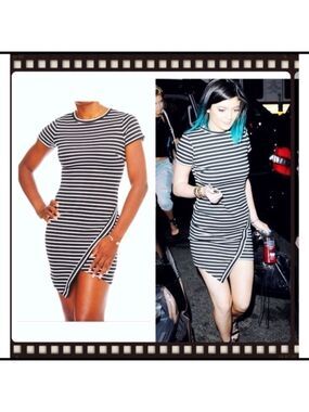 Tea n Cup Asymmetrical White and Black Dress